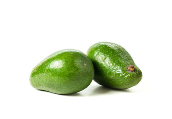 Two avocado isolated on white background, Avocado studio macro shooting.