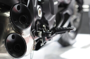 The muffler motorcycle. beautiful design. Selective focus