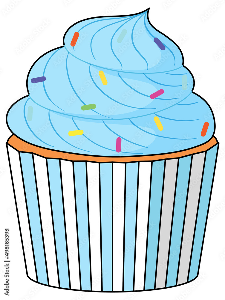 Wall mural cupcake with blue cream