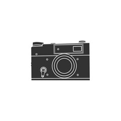 Silhouette icon of camera vector illustration