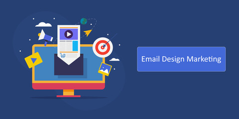 Business email design, email marketing customer retention strategy, flat design web banner template.