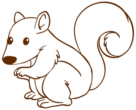 Squirrel in doodle simple style on white background