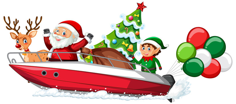 Delivery Christmas gift on speed boat