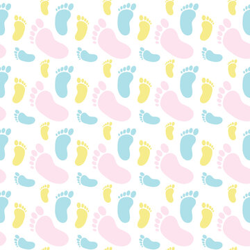 baby foot print seamless pattern background vector image