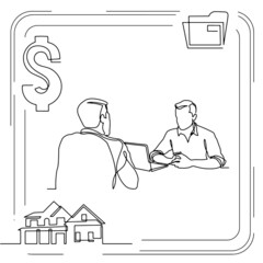 Concept visualization line icon drawing of business infographics