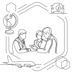 Concept visualization line icon drawing of business infographics