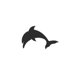 simple dolphin logo vector icon illustration - obrazy, fototapety, plakaty