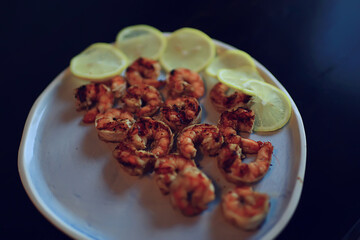 grilled shrimp on a plate fresh food seafood restaurant