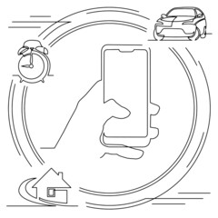 Concept visualization line icon drawing of business infographics