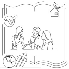 Concept visualization line icon drawing of business infographics