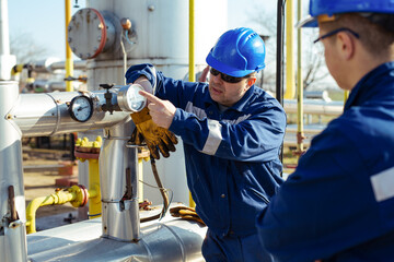 Male worker inspection visual pipeline oil and gas