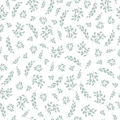 Floral seamless pattern in delicate pastel green colors. Abstract vector floral patterns for fashion, textiles and interiors. Delicate summer, spring floral motif for dress, textiles, wrapping paper