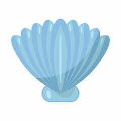 Blue shell scallop on white background
