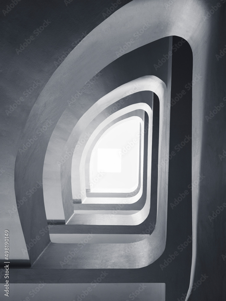 Poster Architecture details Concrete curve Building stairs space Abstract background