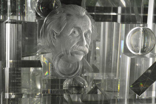 Engraved portrait of Albert Einstein inside National Air and Space Museum in Washington DC, DC, USA on June 25, 2015