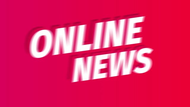 Online news. Text title animation. On a red background. Motion graphics. Splash screen. Breaking news.