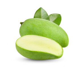 Green mango isolated on white