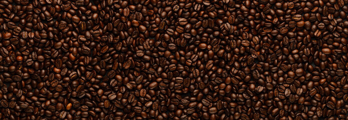 Coffee beans texture banner background