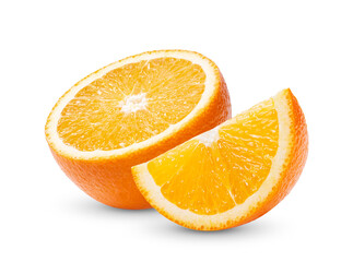 Sliced orange isolated on the white