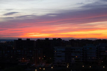Dawn in the city of Madrid