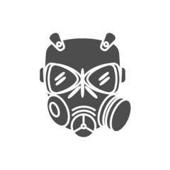 Protection gas mask, vector flat paintball or airsoft icon