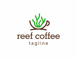 Coffee shop logo reef logo food business template for branding design