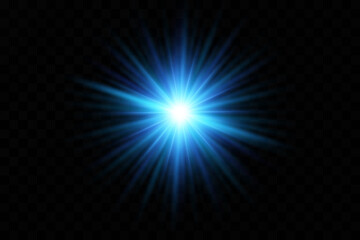 Glow effect. Blue glowing particles, stars. Vector illustration.