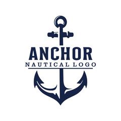 marine retro emblems logo with anchor, anchor logo - vector illustration - obrazy, fototapety, plakaty