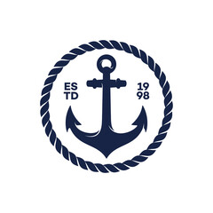 Vintage label with an anchor and slogan, Vector illustration, anchor icon, Simple shape for design logo, emblem, symbol, sign, badge, label, stamp, Apparel t-shirt design © MANIFEST
