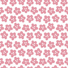 Abstract botanical seamless pattern. Simple flower shape. Monochrome vector illustration for printing, decoration, textile, branding design