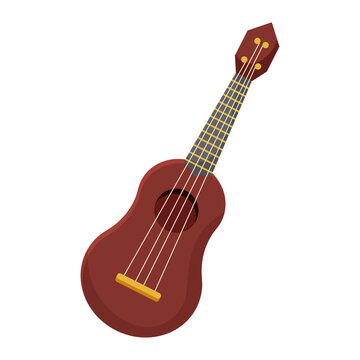 Hawaiian guitar wooden Hawaiian national guitar in cartoon style. Hawaiian guitar icon isolated on a white background.