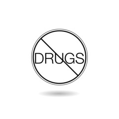 No or Stop Drugs icon with shadow