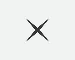 Obraz premium Star icon, vector shape. Abstract design spark sign. Black and white silhouette