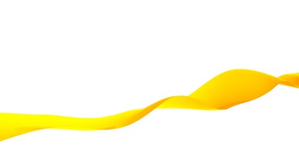 3d abstract wavy isolated background. Colored yellow wave or line in the flow of motion and vibration on an empty white background.