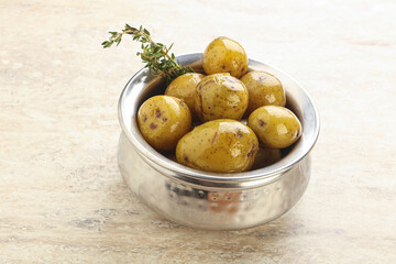 Boiled baby potato in the bowl