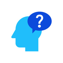 Questions icon vector graphic illustration in blue