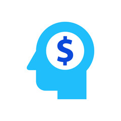 Business solution icon vector graphic illustration in blue