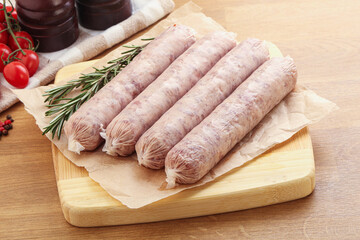Raw pork sausages for grill