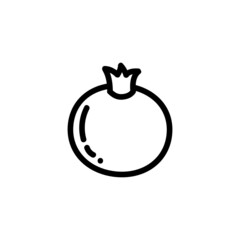 Pomegranate flat outlined icon. Vector fruit logo isolated on white background. Vegan food symbol, media glyph for web