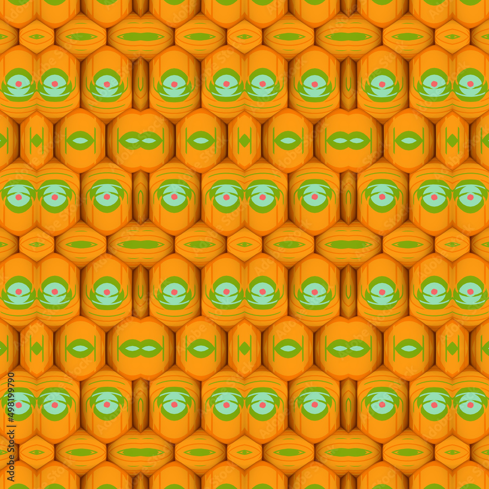 Aufkleber Pattern of rounded rectangles covered multicolored texture. Modern 3d rendering creative concept. Digital illustration