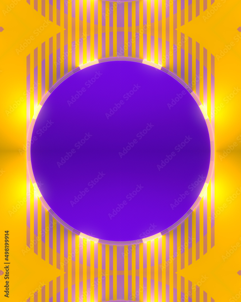 Poster Composition of rounded figure with a luminous ring in the center. Modern 3d rendering digital illustration