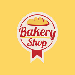 Bakery badge or label retro vector illustration. silhouette for bakehouse. Vintage typographic logo design.