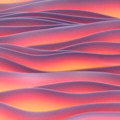 Colorful psychedelic wave background, horizontal stripes with trendy gradient. 3d rendering digital illustration