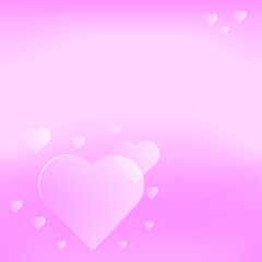 Pink background, Love and Happiness, Pink and white hearts, Heart unity. Heart shape. Love is all around. Soft pink gradient. Double hearts frame, Valentine's card, Vector illustration EPS 10.