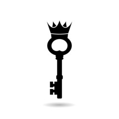 Royal king key crown logo design with shadow