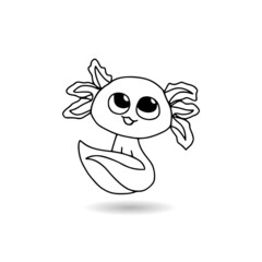Cute axolotl icon with shadow