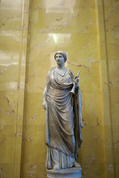 Saint-Petersburg, Russia. January 7, 2022. Editorial Use Only. Statue of Euterpe in State Hermitage.