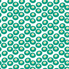 Abstract botanical seamless pattern. Simple flower shape. Monochrome vector illustration for printing, decoration, textile, branding design