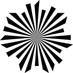 Radial lines, starburst, sunburst element isolated on white.Black white lines circle graphic design.vector eye test chart. Visual acuity. Siemens star.Abstract propeller, fan element.
