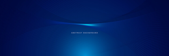 Abstract blue background with glowing flow wave lines. Futuristic technology concept with light effect elements. Suit for cover, poster, banner, flyer, website, header, brochure